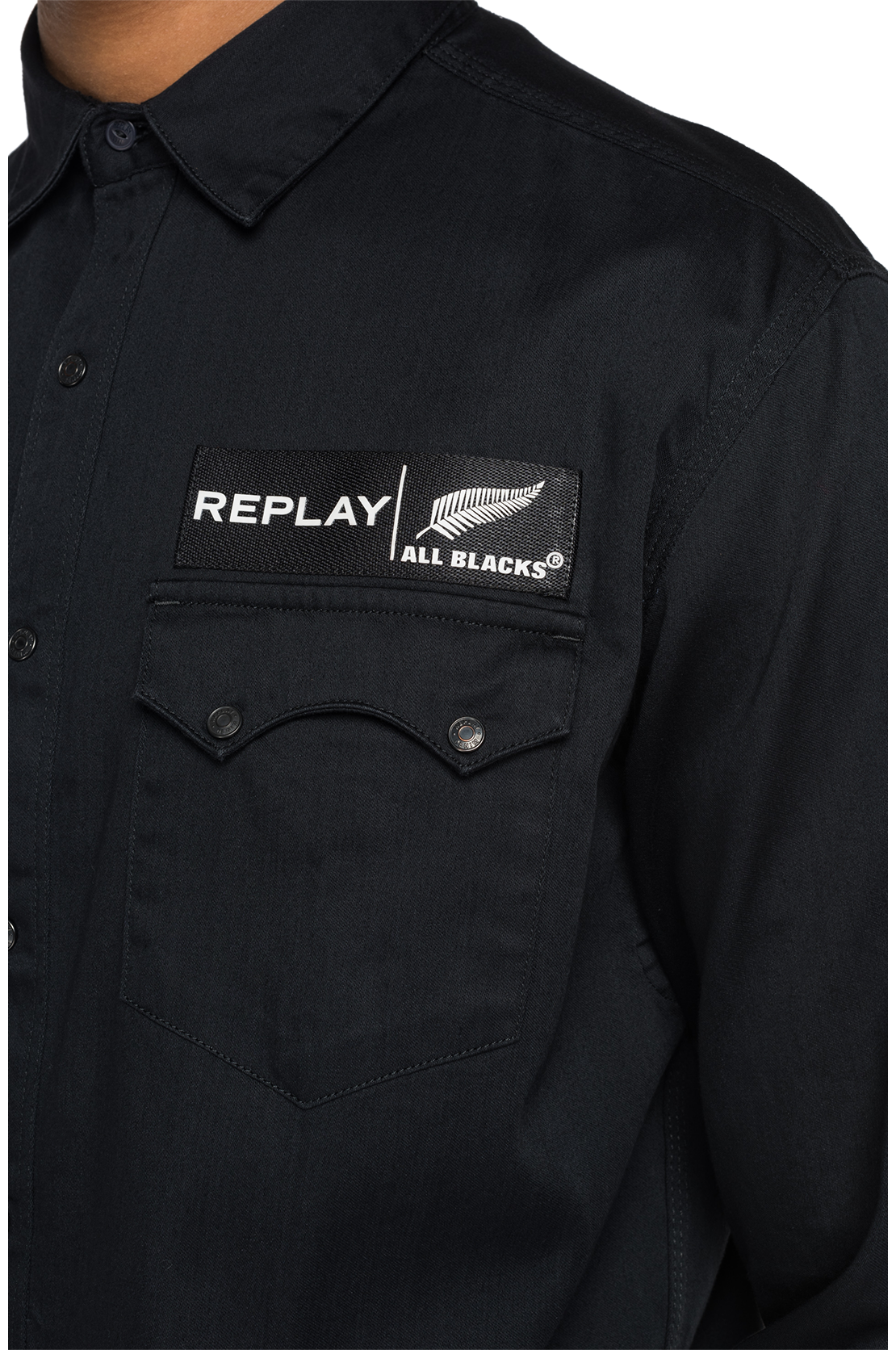 ALL BLACKS × REPLAY ブラックデニムシャツ 詳細画像 ブラック 6